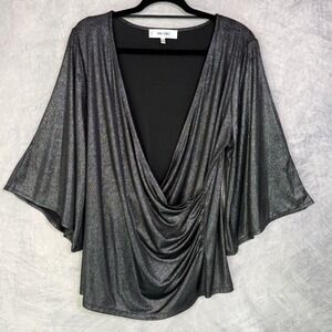 Jones Studio Metallic Shimmer Surplice top Womens sz 1X glam whimsigoth goth